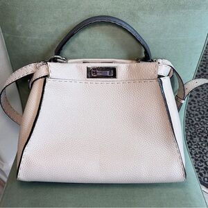 Fendi Ivory Satchel with Black Accents